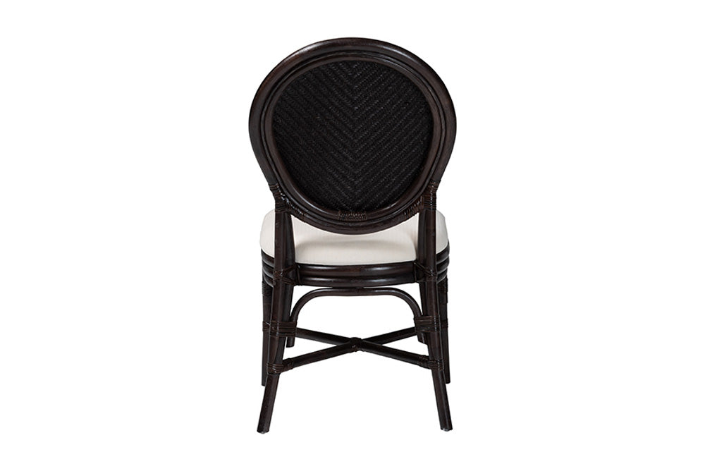 bali & pari - Elmer Dining Chair - Elmer-Coffee Bean Rattan-White Cushion-DC view 4
