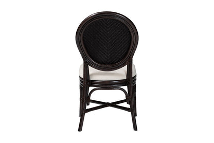 bali & pari - Elmer Dining Chair - Elmer-Coffee Bean Rattan-White Cushion-DC view 4