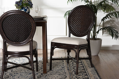 bali & pari - Elmer Dining Chair - Elmer-Coffee Bean Rattan-White Cushion-DC view 5