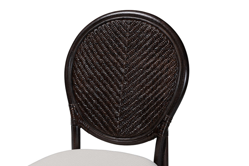bali & pari - Elmer Dining Chair - Elmer-Coffee Bean Rattan-White Cushion-DC view 6
