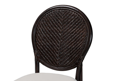 bali & pari - Elmer Dining Chair - Elmer-Coffee Bean Rattan-White Cushion-DC view 6