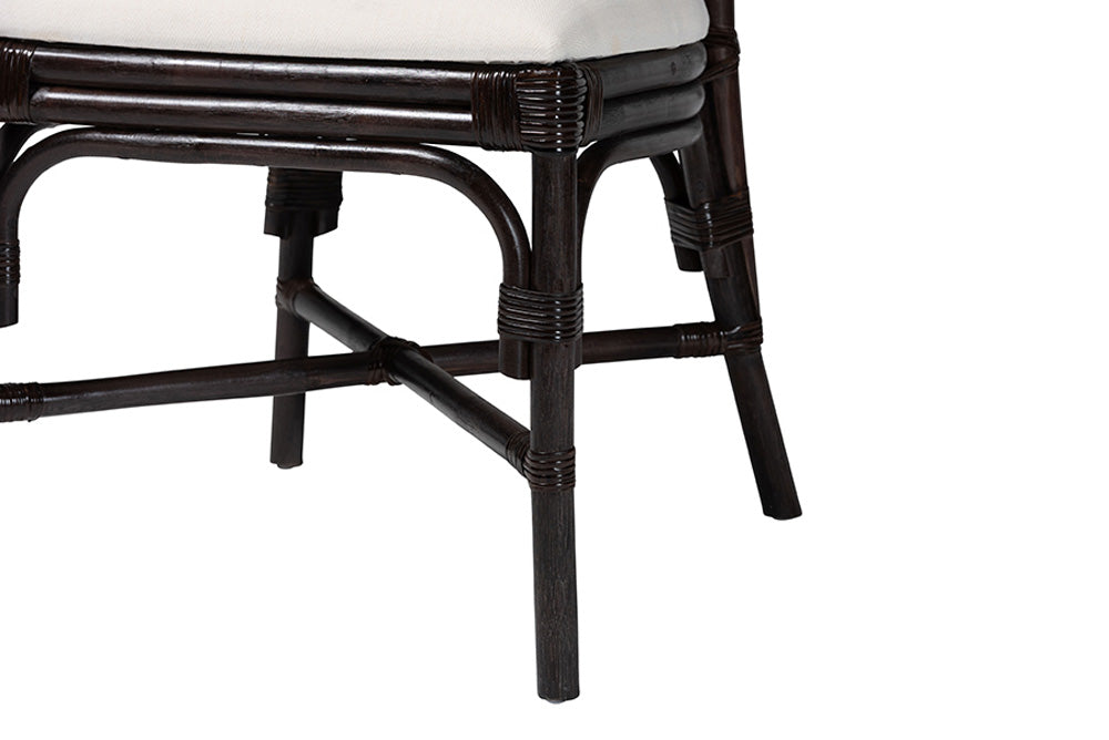 bali & pari - Elmer Dining Chair - Elmer-Coffee Bean Rattan-White Cushion-DC view 7