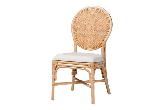 bali & pari - Elmer Dining Chair - Elmer-Natural Rattan-White Cushion-DC view 1