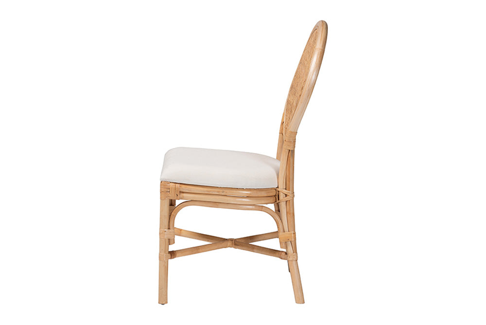 bali & pari - Elmer Dining Chair - Elmer-Natural Rattan-White Cushion-DC view 3
