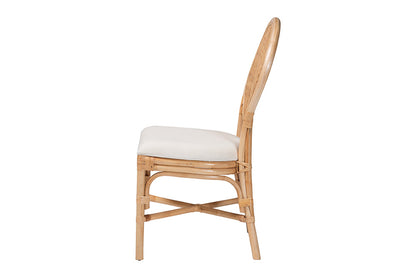 bali & pari - Elmer Dining Chair - Elmer-Natural Rattan-White Cushion-DC view 3
