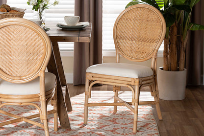 bali & pari - Elmer Dining Chair - Elmer-Natural Rattan-White Cushion-DC view 5