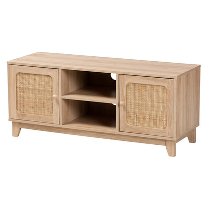 bali & pari - Elsbeth TV Stand in Light Brown/Natural Brown - LC22040702-Rattan-TV Stand view 1