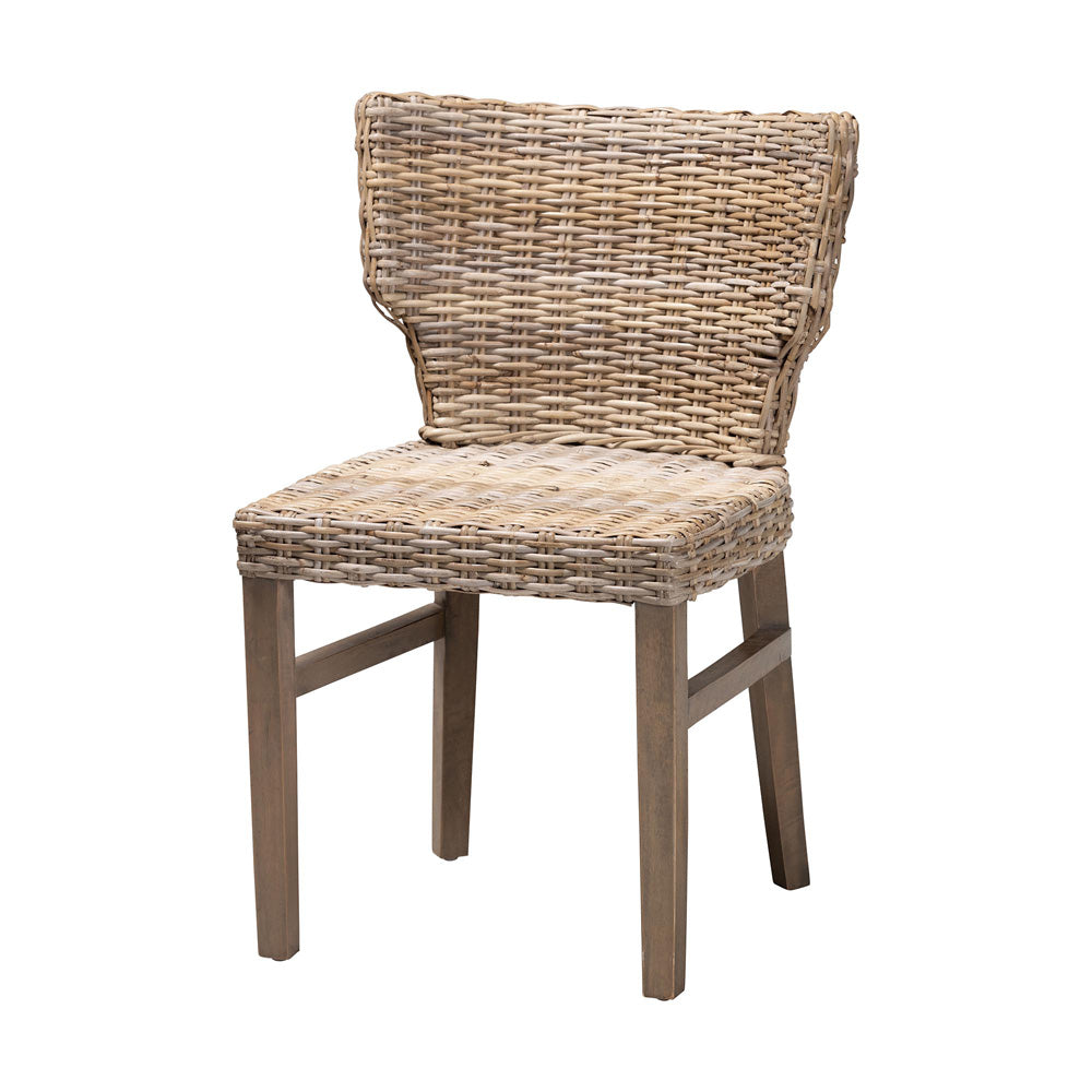 bali & pari - Enver Dining Chair in Greywashed/Brown - Enver-Grey Natural Rattan-DC view 1