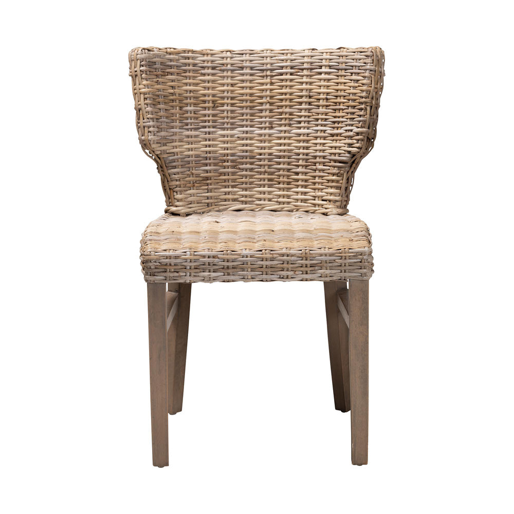 bali & pari - Enver Dining Chair in Greywashed/Brown - Enver-Grey Natural Rattan-DC view 2