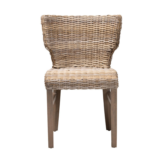 bali & pari - Enver Dining Chair in Greywashed/Brown - Enver-Grey Natural Rattan-DC view 2