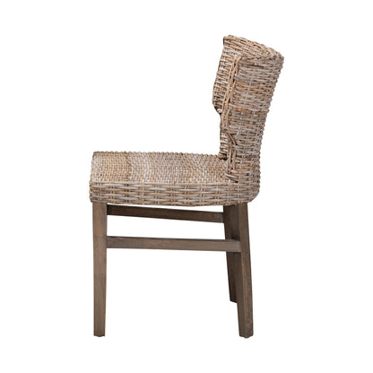 bali & pari - Enver Dining Chair in Greywashed/Brown - Enver-Grey Natural Rattan-DC view 3