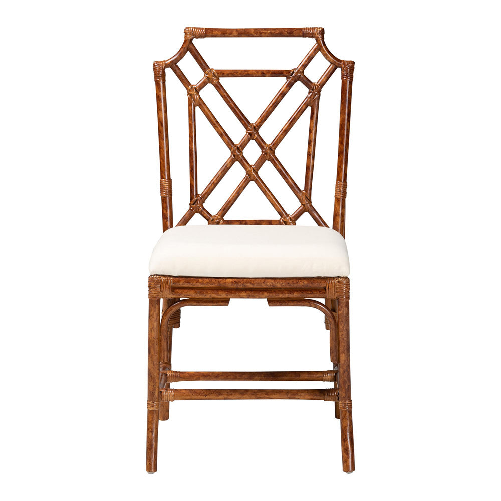 bali & pari - Esmery Dining Chair in Marbled Tortoise Brown/White - WS193-Tortoise Cushion-Rattan-DC view 2