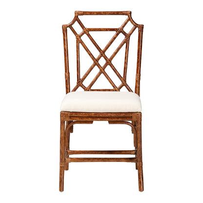 bali & pari - Esmery Dining Chair in Marbled Tortoise Brown/White - WS193-Tortoise Cushion-Rattan-DC view 2