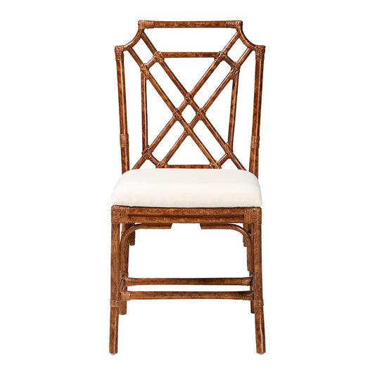 bali & pari - Esmery Dining Chair in Marbled Tortoise Brown/White - WS193-Tortoise Cushion-Rattan-DC view 2