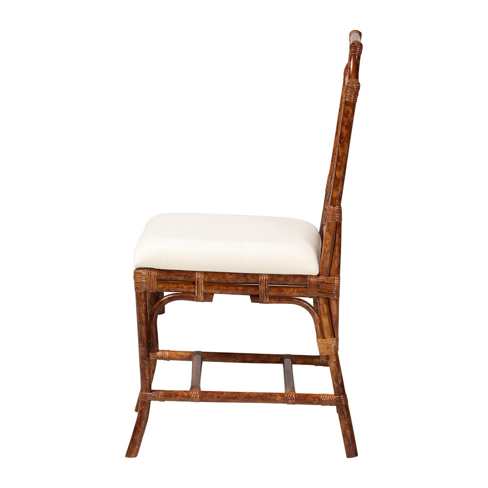 bali & pari - Esmery Dining Chair in Marbled Tortoise Brown/White - WS193-Tortoise Cushion-Rattan-DC view 3