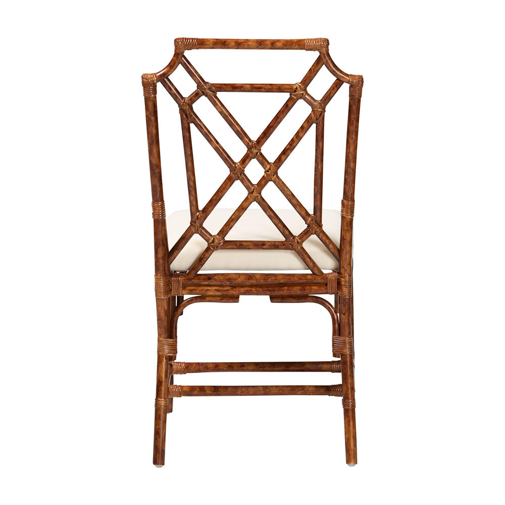 bali & pari - Esmery Dining Chair in Marbled Tortoise Brown/White - WS193-Tortoise Cushion-Rattan-DC view 4