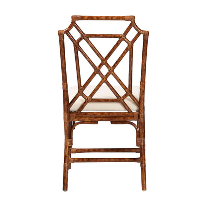 bali & pari - Esmery Dining Chair in Marbled Tortoise Brown/White - WS193-Tortoise Cushion-Rattan-DC view 4