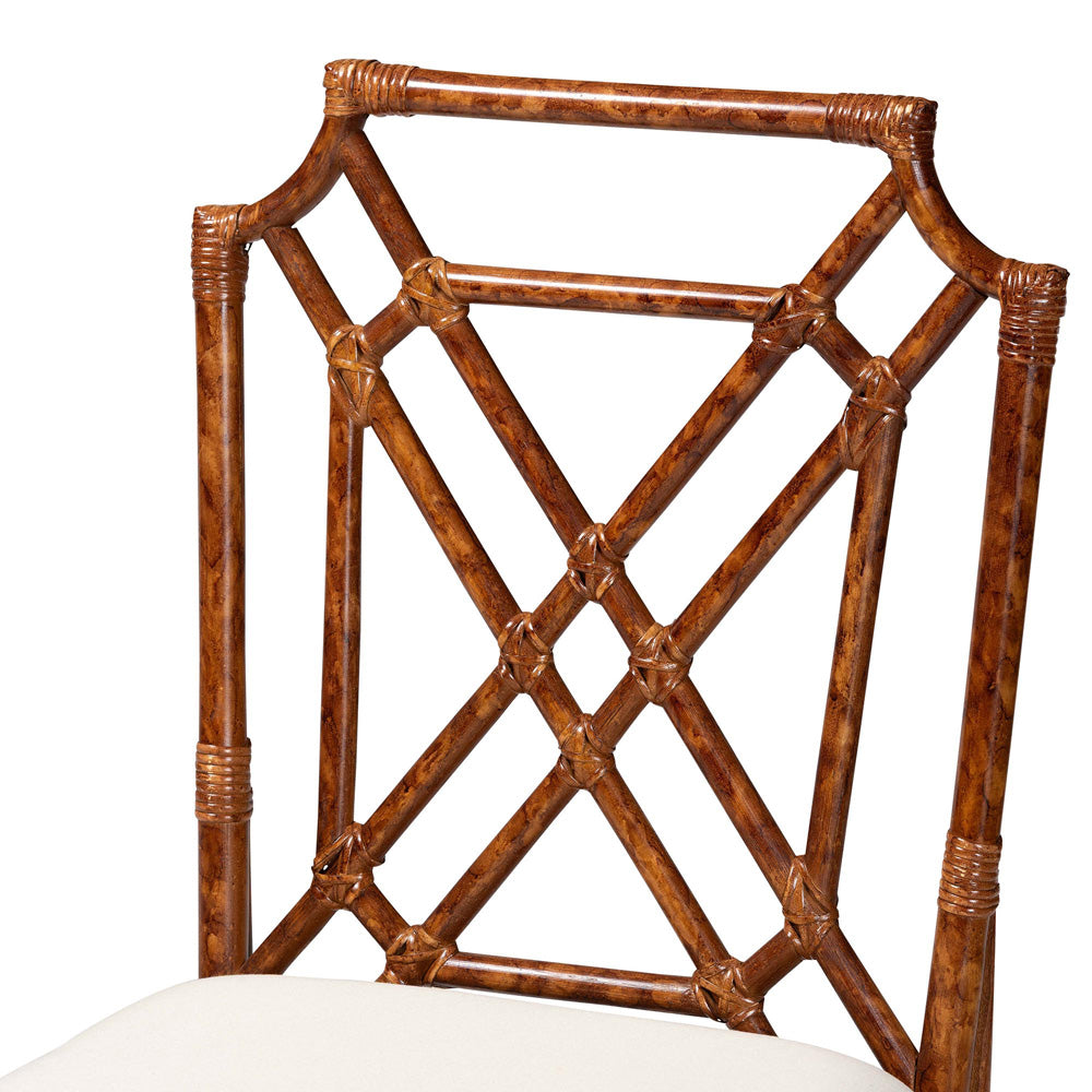 bali & pari - Esmery Dining Chair in Marbled Tortoise Brown/White - WS193-Tortoise Cushion-Rattan-DC view 5