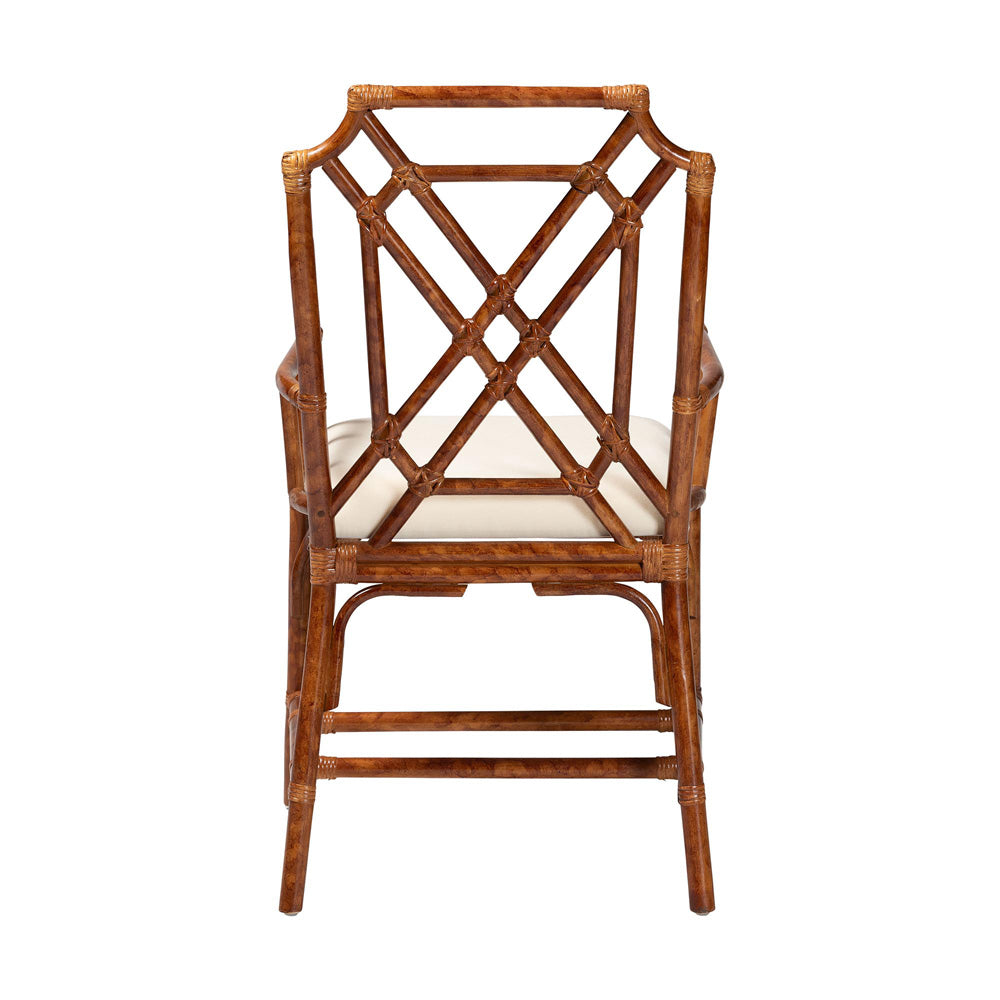 bali & pari - Esmery Dining Chair in Marbled Tortoise Brown/White - WS194-Tortoise Cushion-Rattan-Arm-DC view 4