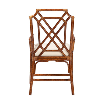 bali & pari - Esmery Dining Chair in Marbled Tortoise Brown/White - WS194-Tortoise Cushion-Rattan-Arm-DC view 4