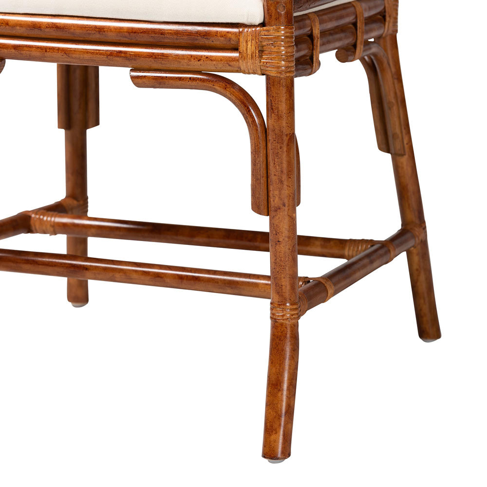 bali & pari - Esmery Dining Chair in Marbled Tortoise Brown/White - WS194-Tortoise Cushion-Rattan-Arm-DC view 6