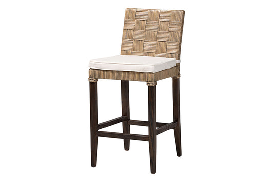 bali & pari - Fatima Counter Stool - Flat Oval-Grey/Mahogany-Cushion-CS view 1