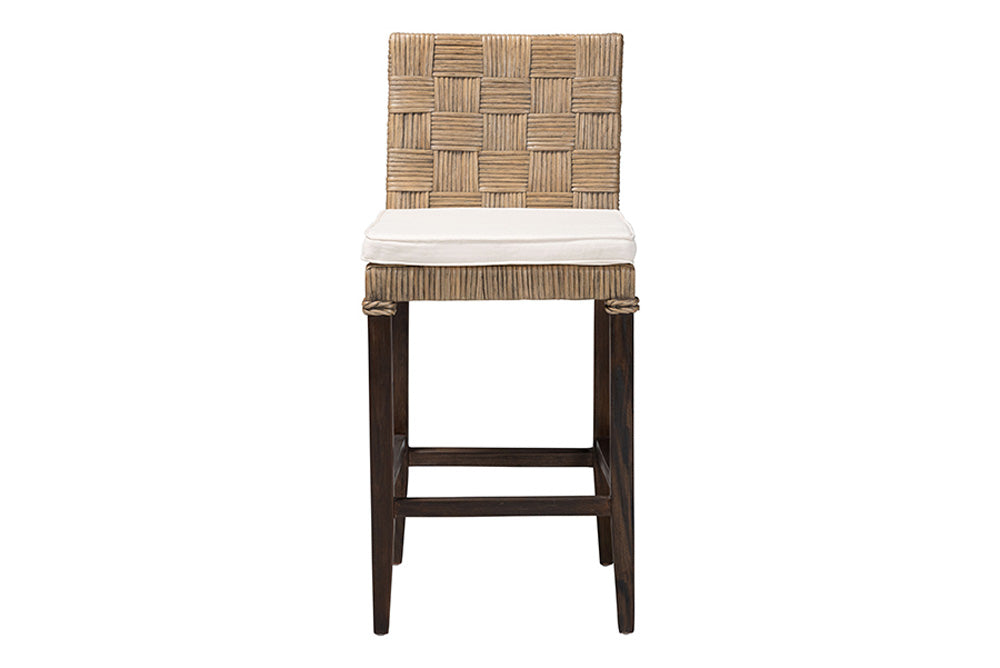 bali & pari - Fatima Counter Stool - Flat Oval-Grey/Mahogany-Cushion-CS view 2