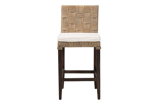 bali & pari - Fatima Counter Stool - Flat Oval-Grey/Mahogany-Cushion-CS view 2