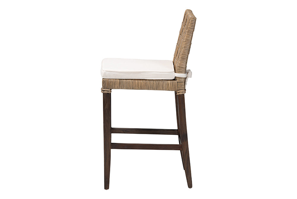 bali & pari - Fatima Counter Stool - Flat Oval-Grey/Mahogany-Cushion-CS view 3