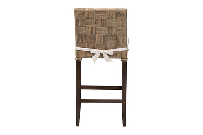 bali & pari - Fatima Counter Stool - Flat Oval-Grey/Mahogany-Cushion-CS view 4