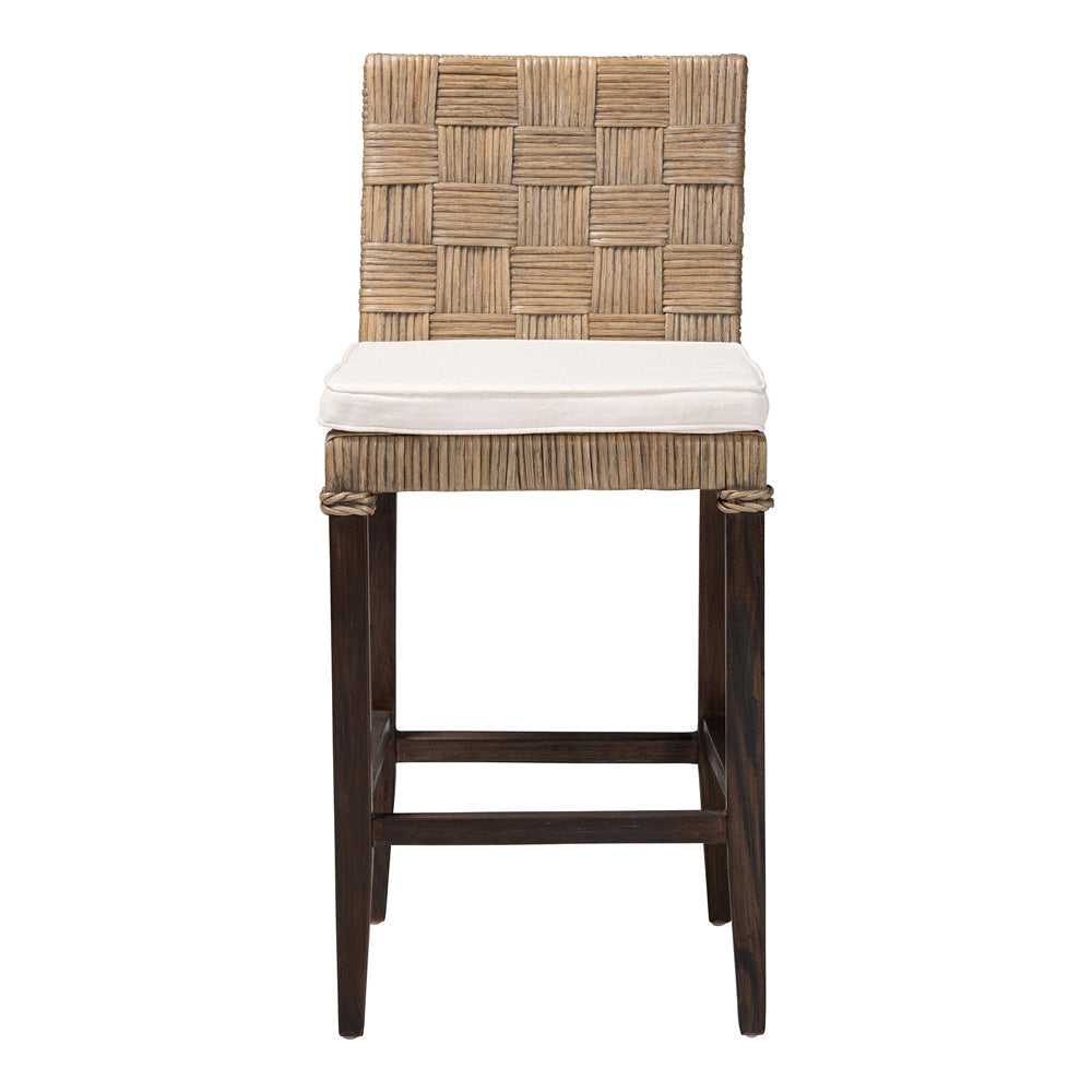 bali & pari - Fatima Counter Stool in Grey Taupe/Black - Flat Oval-Grey/Mahogany-Cushion-CS view 2