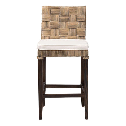 bali & pari - Fatima Counter Stool in Grey Taupe/Black - Flat Oval-Grey/Mahogany-Cushion-CS view 2