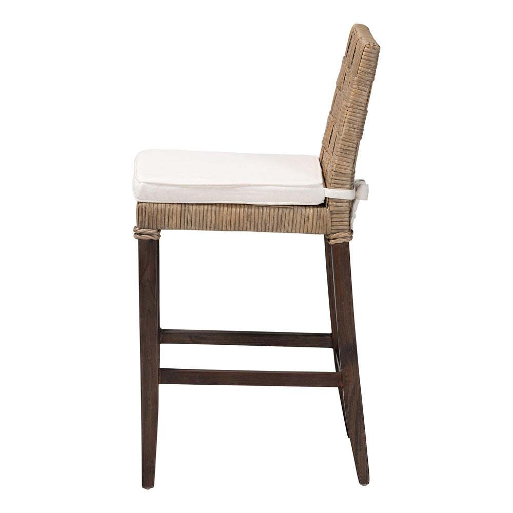 bali & pari - Fatima Counter Stool in Grey Taupe/Black - Flat Oval-Grey/Mahogany-Cushion-CS view 3