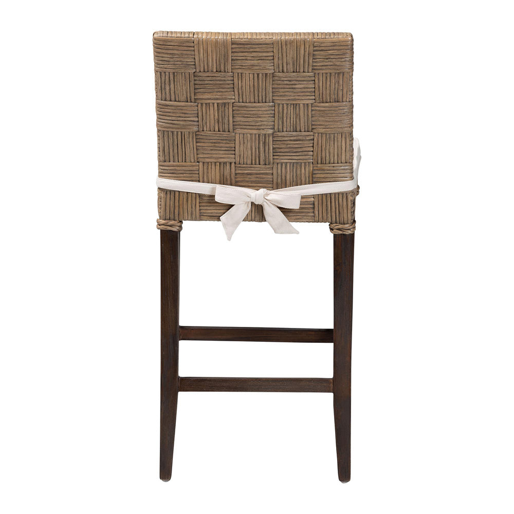 bali & pari - Fatima Counter Stool in Grey Taupe/Black - Flat Oval-Grey/Mahogany-Cushion-CS view 4