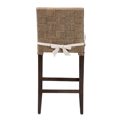 bali & pari - Fatima Counter Stool in Grey Taupe/Black - Flat Oval-Grey/Mahogany-Cushion-CS view 4