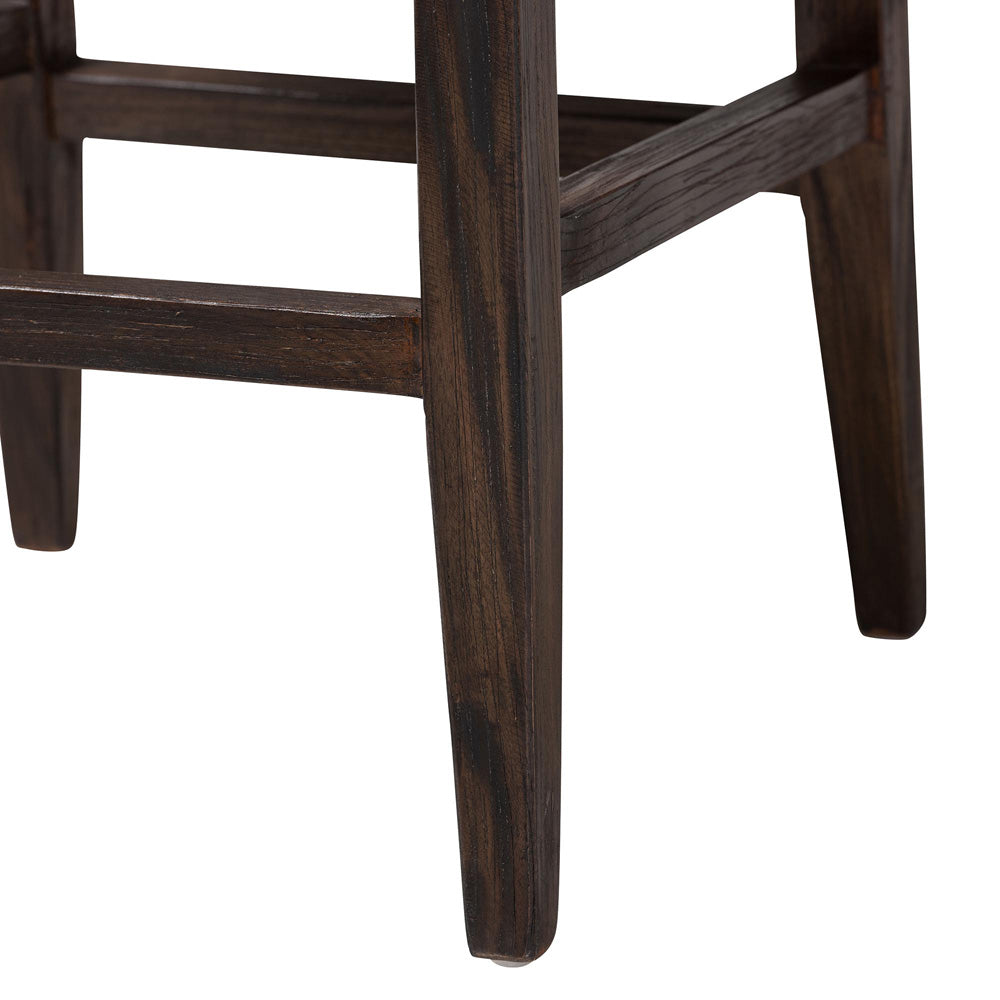 bali & pari - Fatima Counter Stool in Grey Taupe/Black - Flat Oval-Grey/Mahogany-Cushion-CS view 6