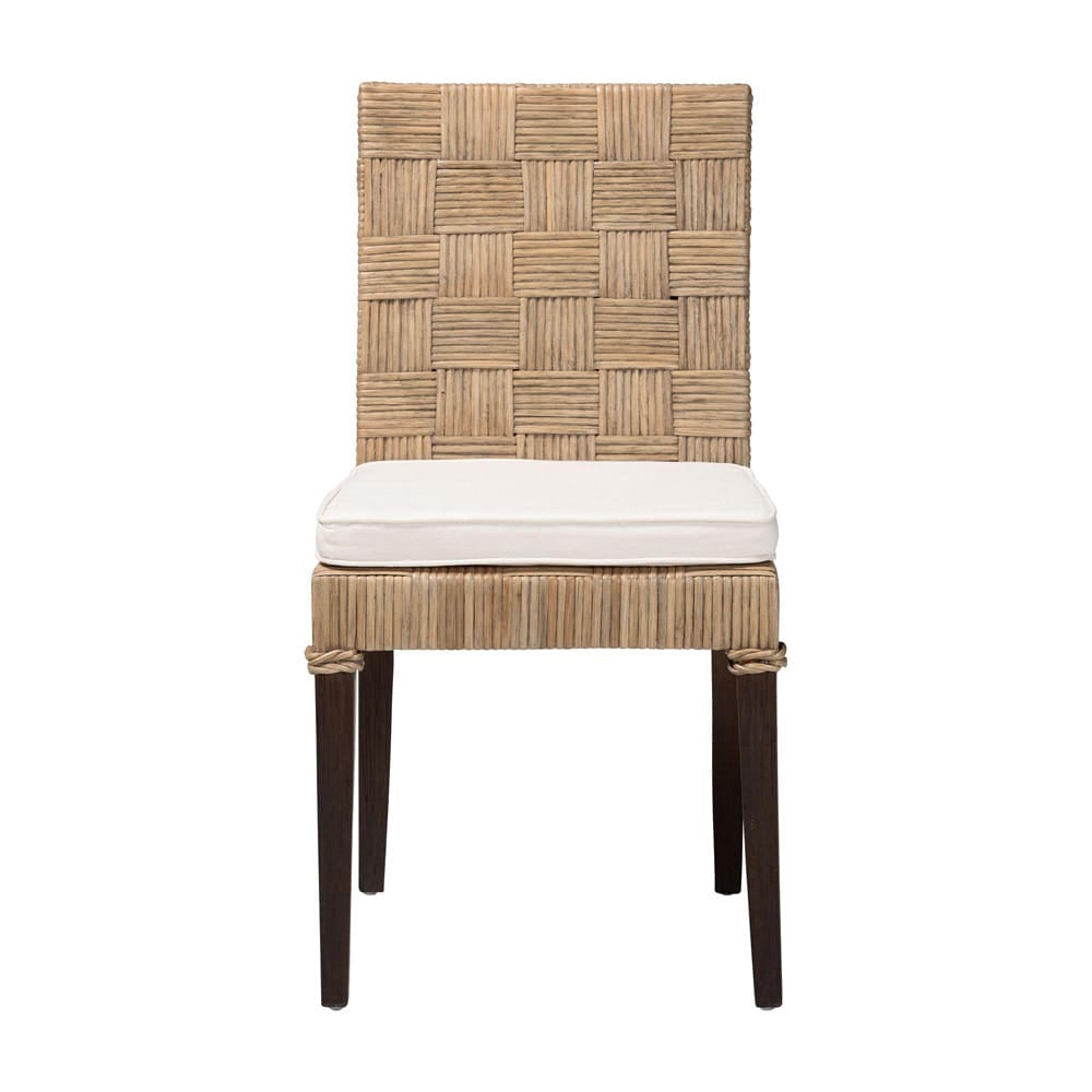 bali & pari - Fatima Dining Chair in Grey Taupe/Black - Flat Oval-Grey/Mahogany-Cushion-DC view 2