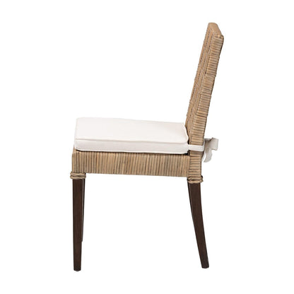 bali & pari - Fatima Dining Chair in Grey Taupe/Black - Flat Oval-Grey/Mahogany-Cushion-DC view 3
