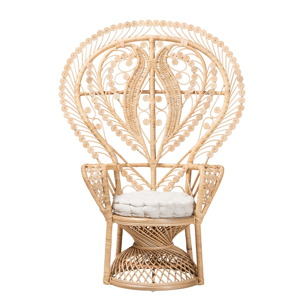 bali & pari - Fedra Peacock Accent Chair in White/Natural Brown - Peacock-006-Rattan-AC view 2