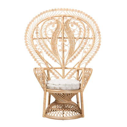 bali & pari - Fedra Peacock Accent Chair in White/Natural Brown - Peacock-006-Rattan-AC view 2