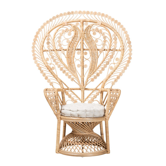 bali & pari - Fedra Peacock Accent Chair in White/Natural Brown - Peacock-006-Rattan-AC view 2