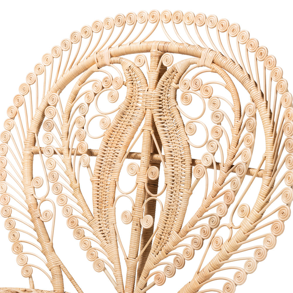 bali & pari - Fedra Peacock Accent Chair in White/Natural Brown - Peacock-006-Rattan-AC view 5