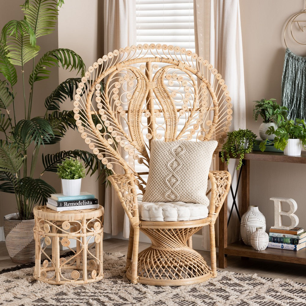 bali & pari - Fedra Peacock Accent Chair in White/Natural Brown - Peacock-006-Rattan-AC view 8