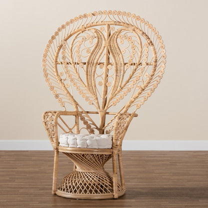 bali & pari - Fedra Peacock Accent Chair in White/Natural Brown - Peacock-006-Rattan-AC view 9