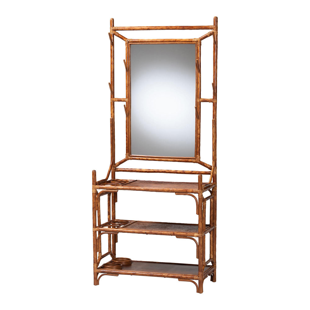 bali & pari - Feyre Hall Tree in Marbled Tortoise Brown - WS200-Tortoise Rattan-Hall Tree view 1