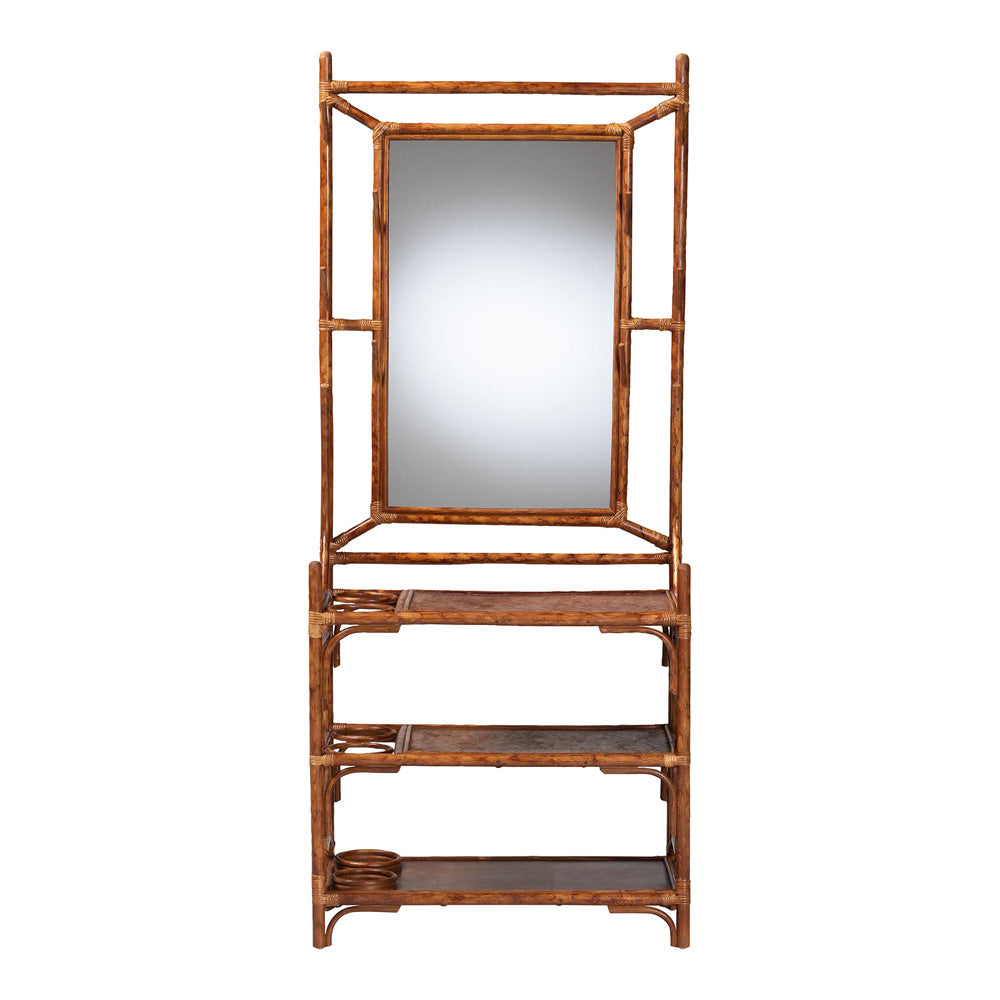bali & pari - Feyre Hall Tree in Marbled Tortoise Brown - WS200-Tortoise Rattan-Hall Tree view 2