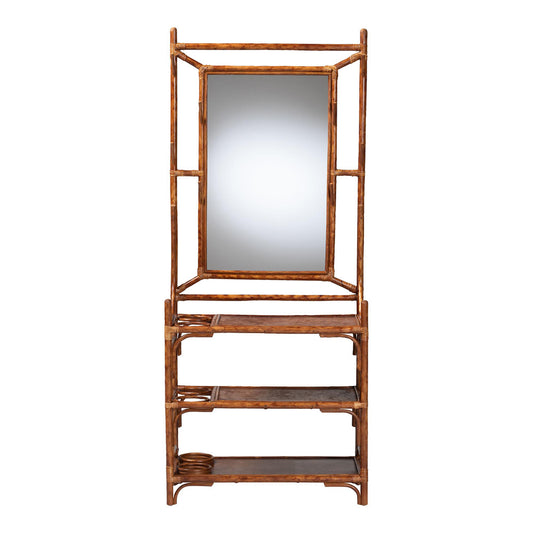 bali & pari - Feyre Hall Tree in Marbled Tortoise Brown - WS200-Tortoise Rattan-Hall Tree view 2