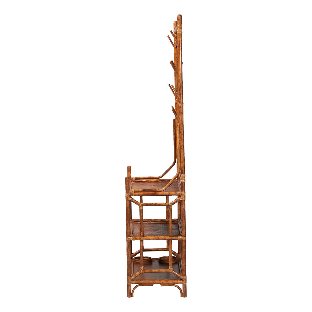 bali & pari - Feyre Hall Tree in Marbled Tortoise Brown - WS200-Tortoise Rattan-Hall Tree view 3