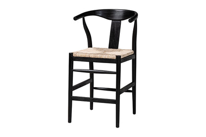 bali & pari  - Fika Counter Stool - Fika-Black Wood/Abaca White Weaving-CS view 1