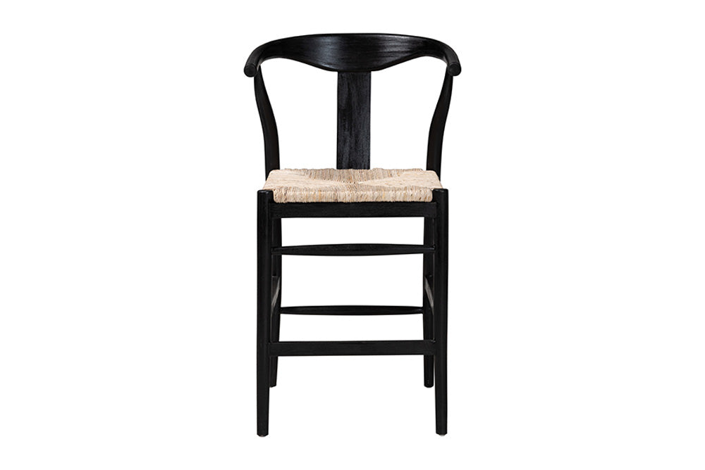 bali & pari  - Fika Counter Stool - Fika-Black Wood/Abaca White Weaving-CS view 2